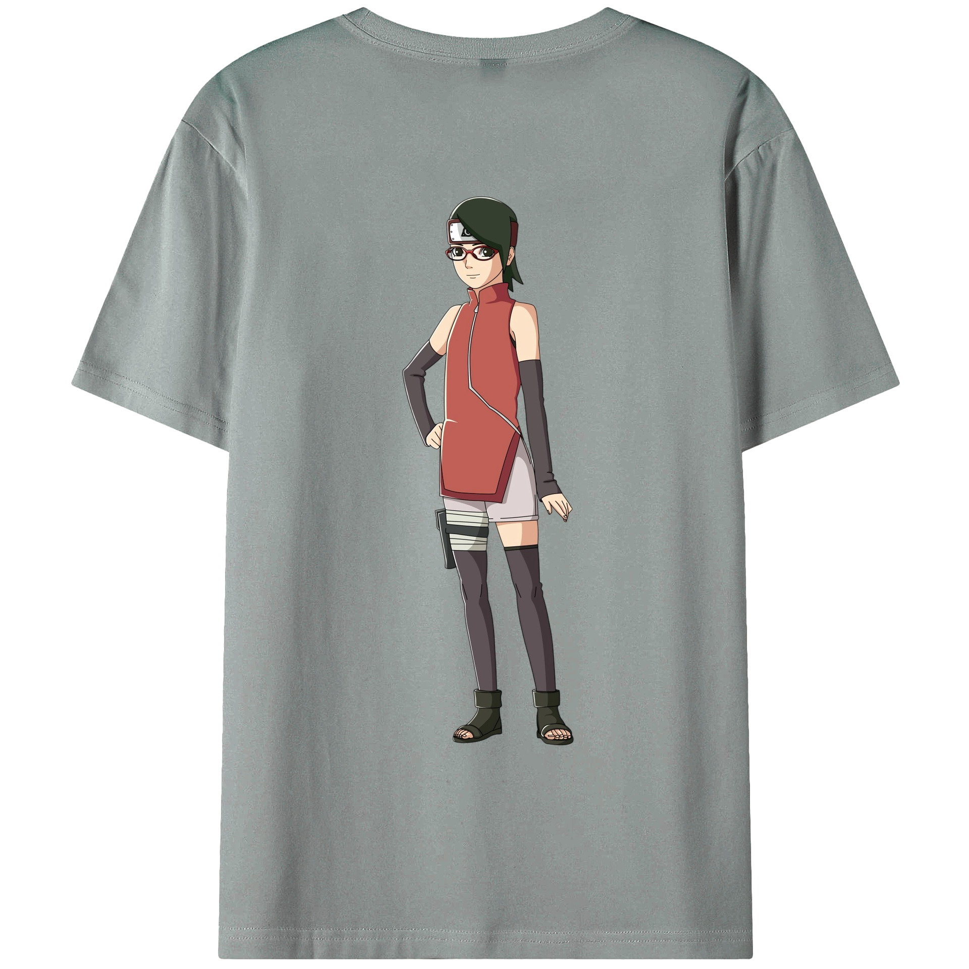 （画像用） NARUTO -ナルト- うちは サラダ Uchiha Sarada 綿100％ メンズ半袖Tシャツ（バックプリント） 通気性